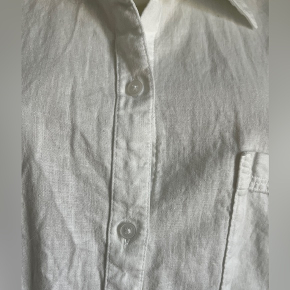 Old Navy Women’s White Collard Neck Long Slv. Linen Blend Button Up Shirt XL - Picture 6 of 9